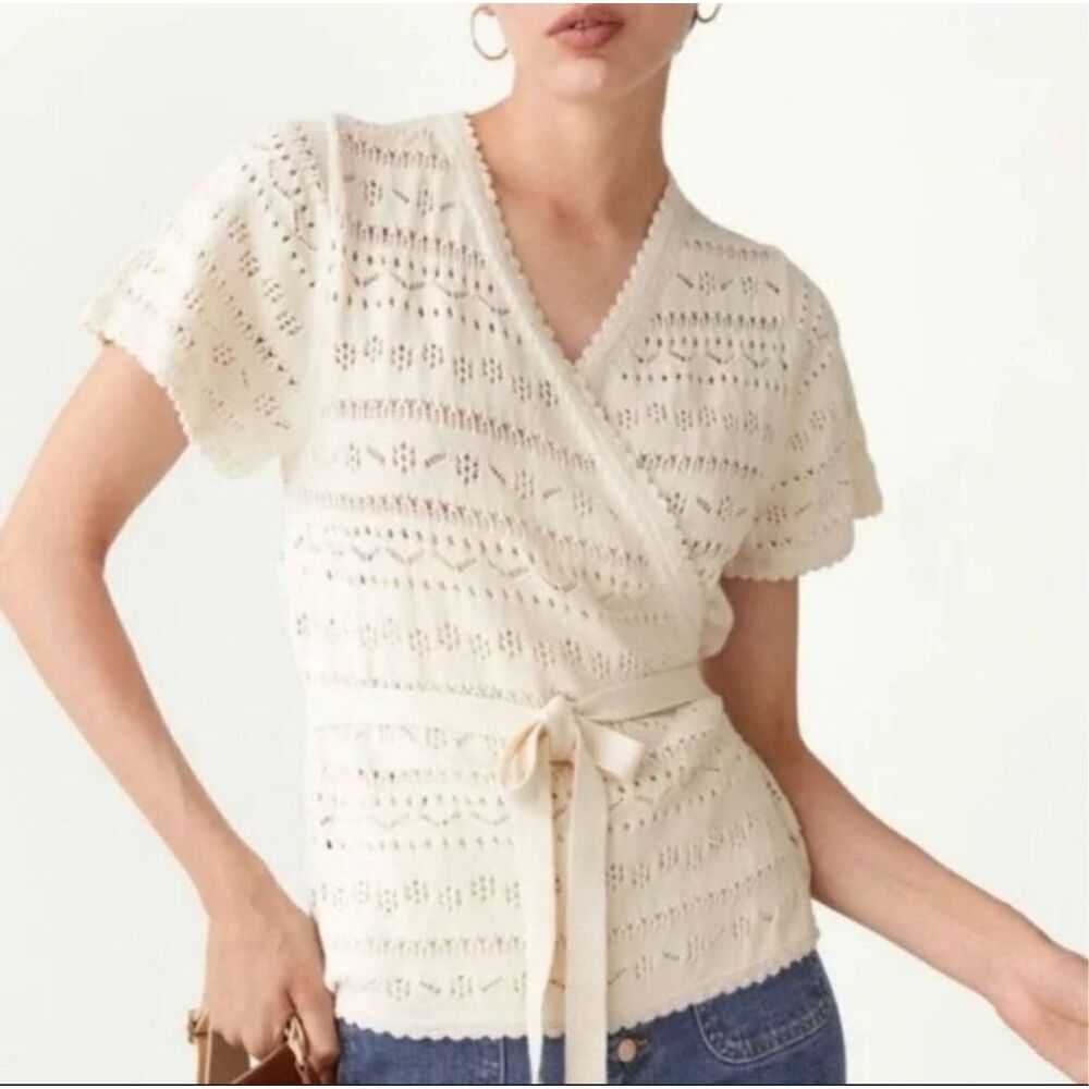 & Other Stories Cream Wrap Knit Top